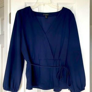 JCrew Navy Faux Wrap Top Blouse Size 12